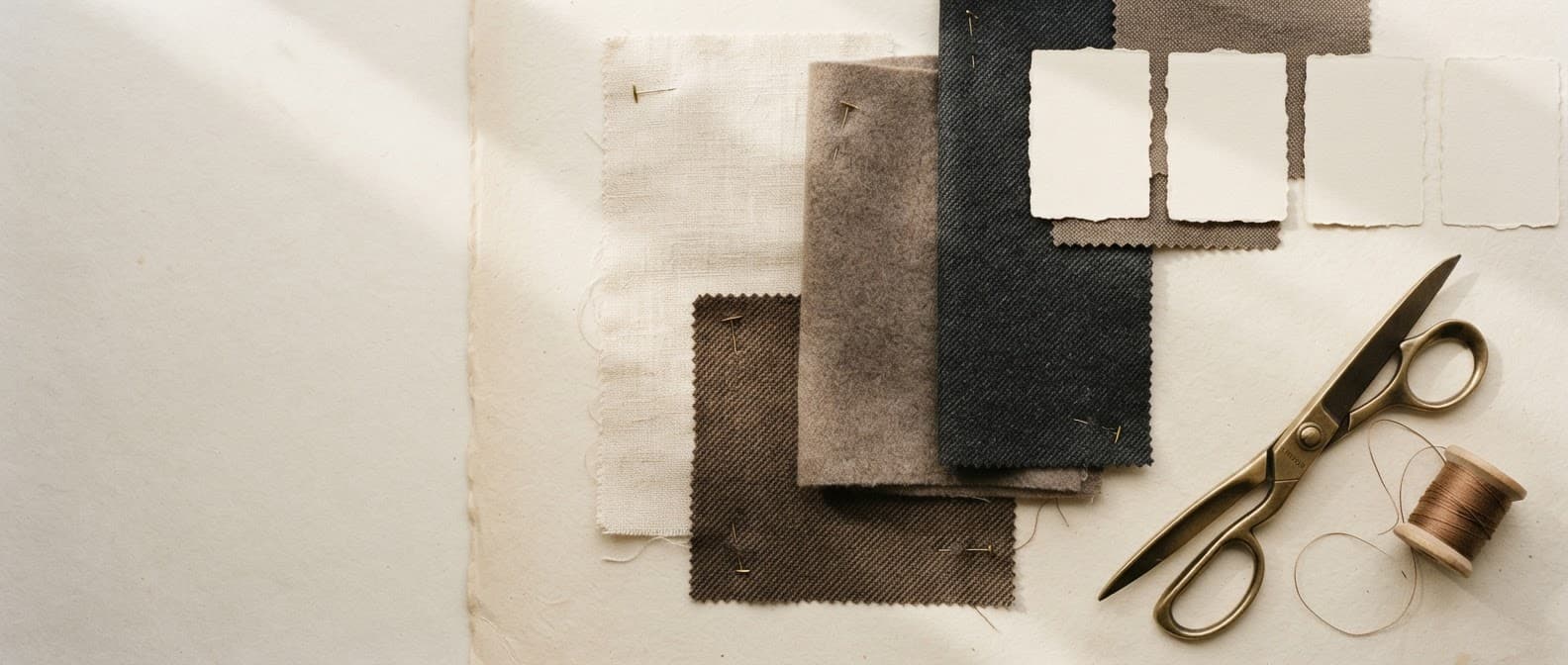 Fabric swatches in different tones and textures